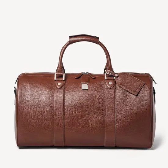 Boston Leather Travel Bag Tobacco Pebble Men Aspinal Of London Travel Bags