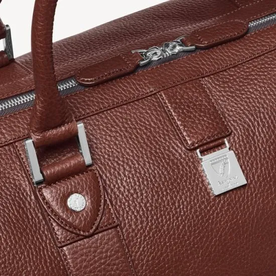 Boston Leather Travel Bag Tobacco Pebble Men Aspinal Of London Travel Bags