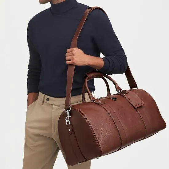 Boston Leather Travel Bag Tobacco Pebble Men Aspinal Of London Travel Bags