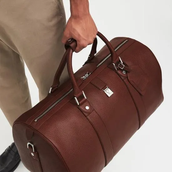 Boston Leather Travel Bag Tobacco Pebble Men Aspinal Of London Travel Bags