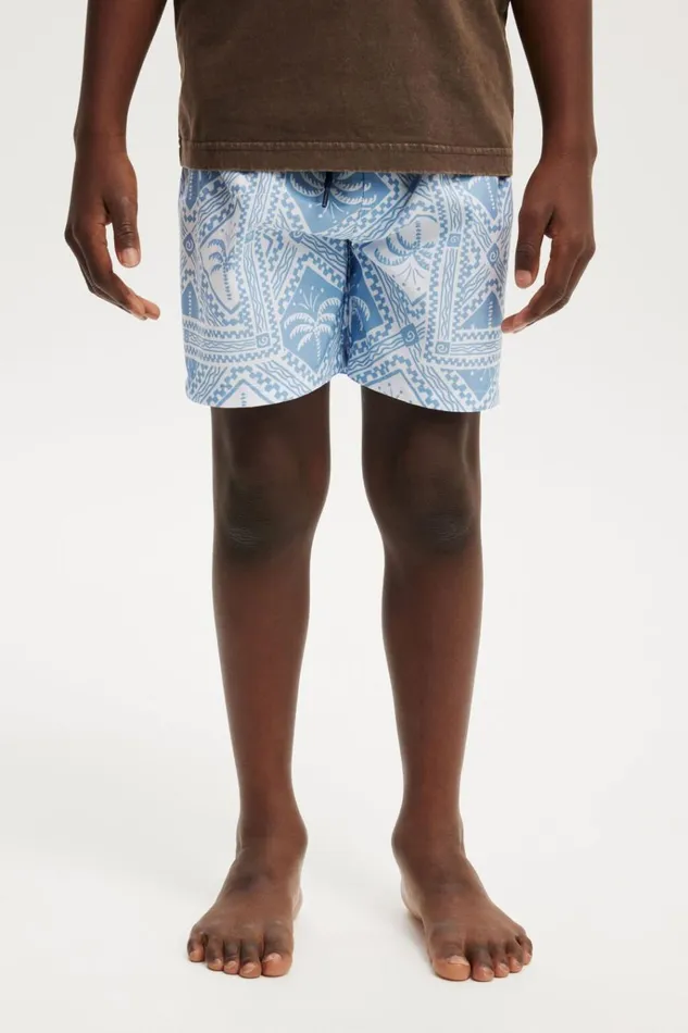 Boys Shorts Cotton On Bailey Board Short Dusk Bluetile Palm