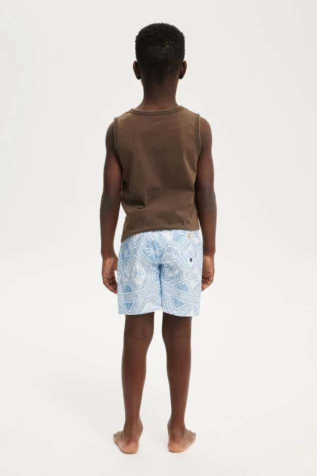 Boys Shorts Cotton On Bailey Board Short Dusk Bluetile Palm