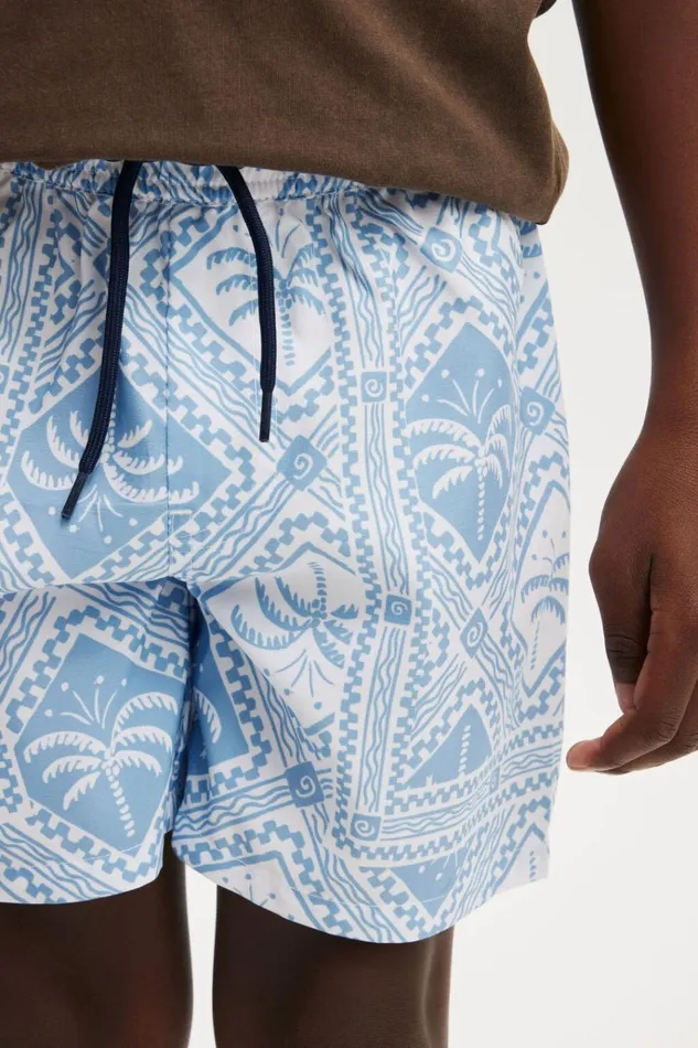Boys Shorts Cotton On Bailey Board Short Dusk Bluetile Palm