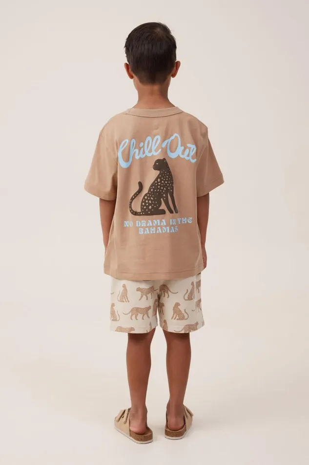 Boys Shorts Cotton On Henry Slouch Short Rainy Daytaupy Brown Cheetah Yardage