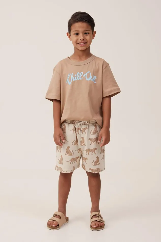 Boys Shorts Cotton On Henry Slouch Short Rainy Daytaupy Brown Cheetah Yardage