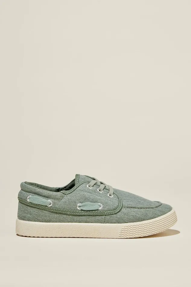 Boys Sneakers Cotton On Billy Boat Shoe Swag Green