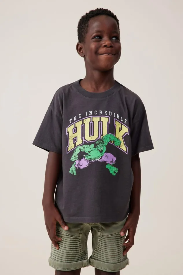 Boys Tops and TShirts Cotton On License Drop Shoulder Short Sleeve Tee Lcn Mar Phantomhulk Fist Increidible Boys Tops and TShirts Cotton On License Drop Shoulder Short Sleeve Tee Lcn Mar Phantomhulk Fist Increidible