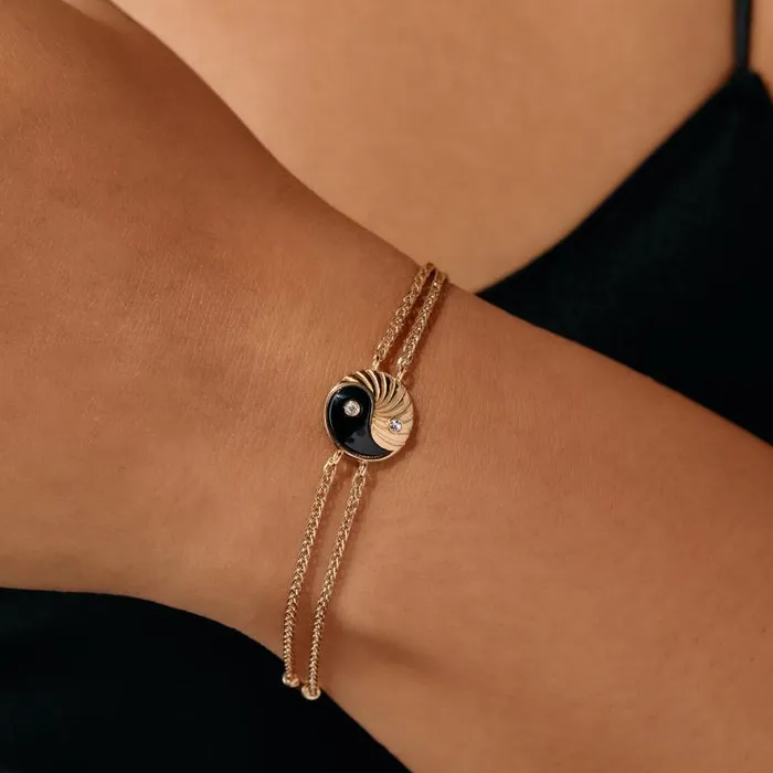 Bracelets Women Alex And Ani Black Onyx Yin Yang Precious Bracelet 14kt Gold Over Sterling Silver