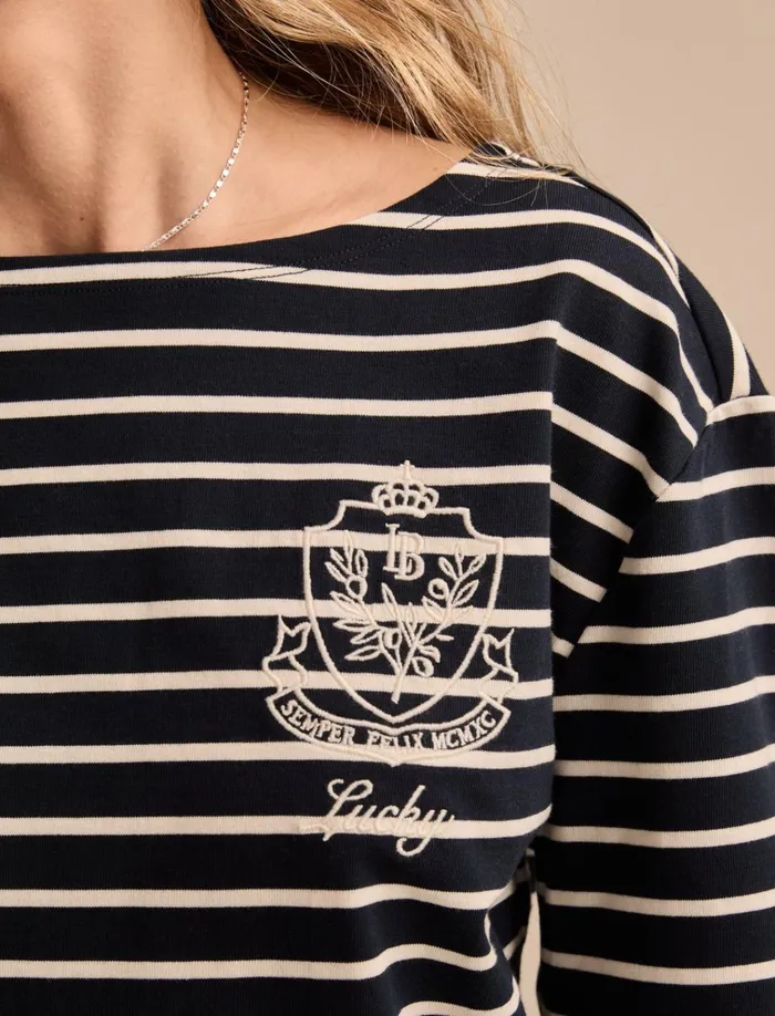 Breton Long Sleeve Tee Navy Stripe Women Lucky Brand Graphic Tees