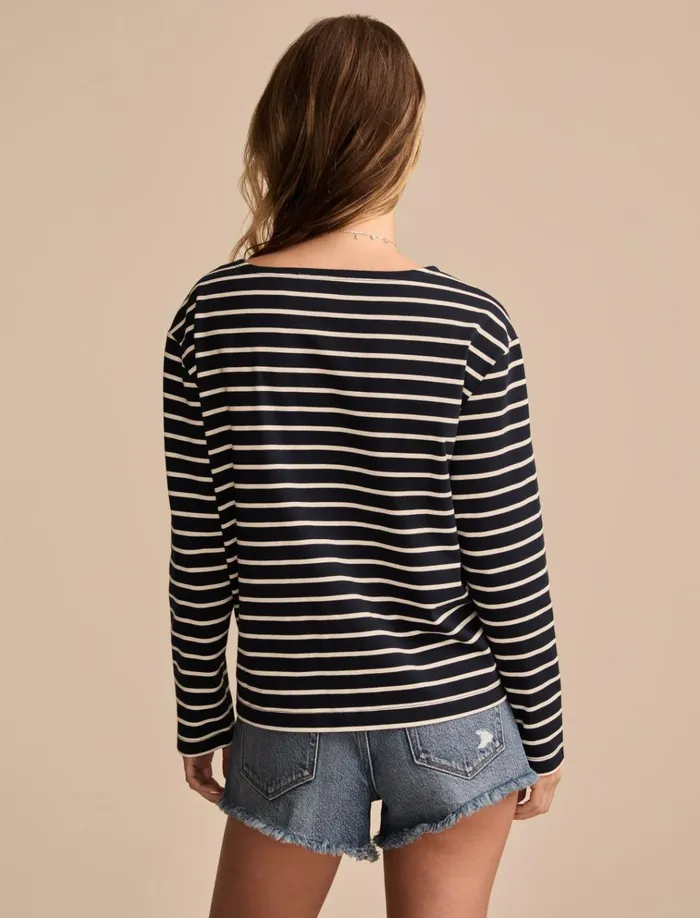 Breton Long Sleeve Tee Navy Stripe Women Lucky Brand Graphic Tees