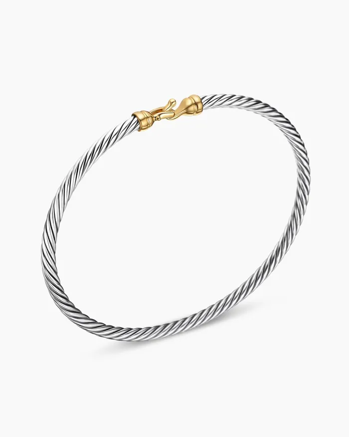 Buckle Classic Cable Bracelet In Sterling Silver With 18K Yellow Gold 3mm Women David Yurman Bangle Buckle Classic Cable Bracelet In Sterling Silver With 18K Yellow Gold 3mm Women David Yurman Bangle