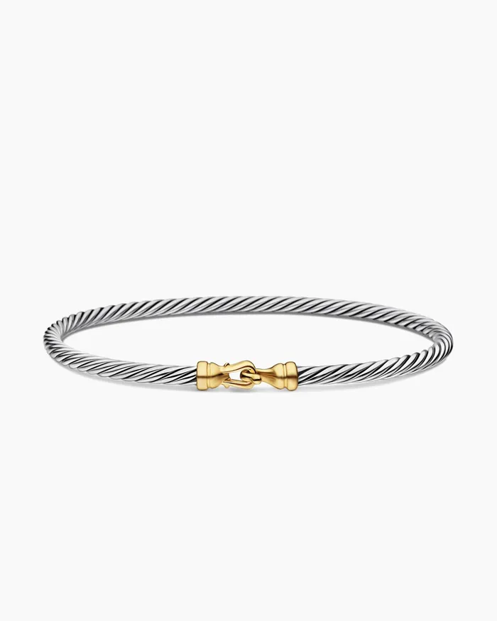 Buckle Classic Cable Bracelet In Sterling Silver With 18K Yellow Gold 3mm Women David Yurman Bangle Buckle Classic Cable Bracelet In Sterling Silver With 18K Yellow Gold 3mm Women David Yurman Bangle