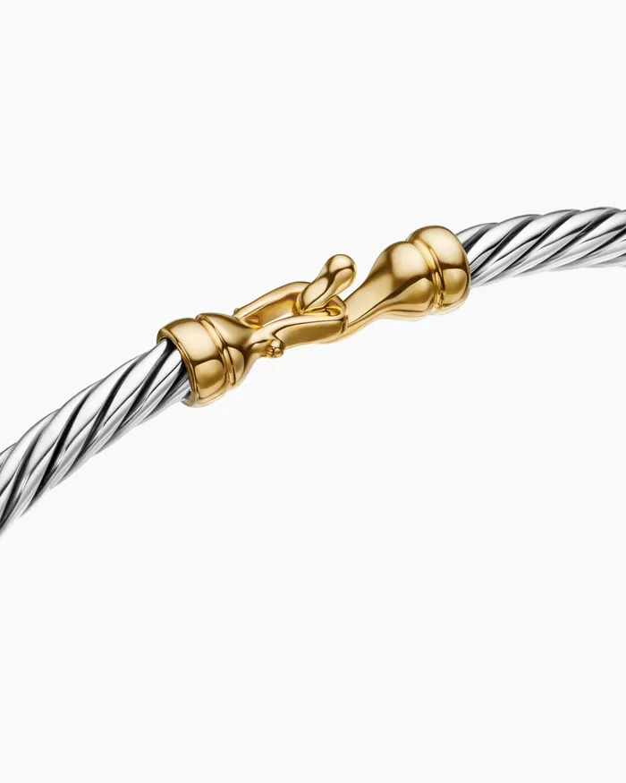 Buckle Classic Cable Bracelet In Sterling Silver With 18K Yellow Gold 3mm Women David Yurman Bangle Buckle Classic Cable Bracelet In Sterling Silver With 18K Yellow Gold 3mm Women David Yurman Bangle