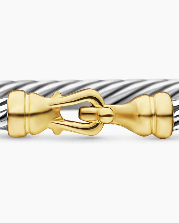 Buckle Classic Cable Bracelet In Sterling Silver With 18K Yellow Gold 3mm Women David Yurman Bangle Buckle Classic Cable Bracelet In Sterling Silver With 18K Yellow Gold 3mm Women David Yurman Bangle