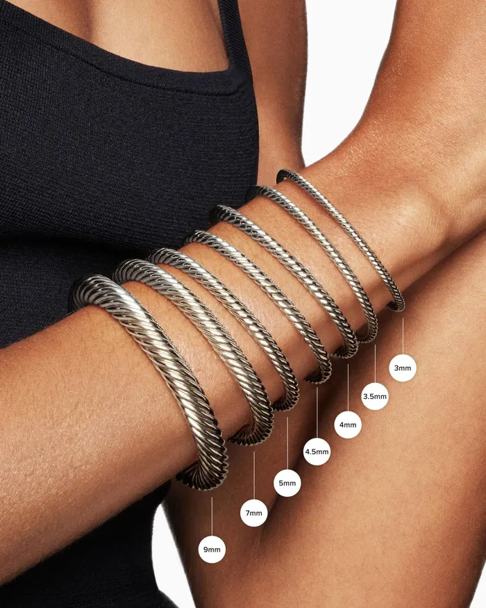 Buckle Classic Cable Bracelet In Sterling Silver With Diamonds 3mm Women David Yurman Bangle Buckle Classic Cable Bracelet In Sterling Silver With Diamonds 3mm Women David Yurman Bangle