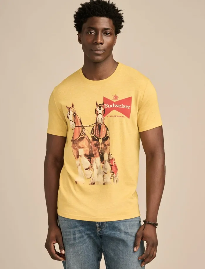Budwiser Horses Golden Glow Men Lucky Brand Graphic Tees