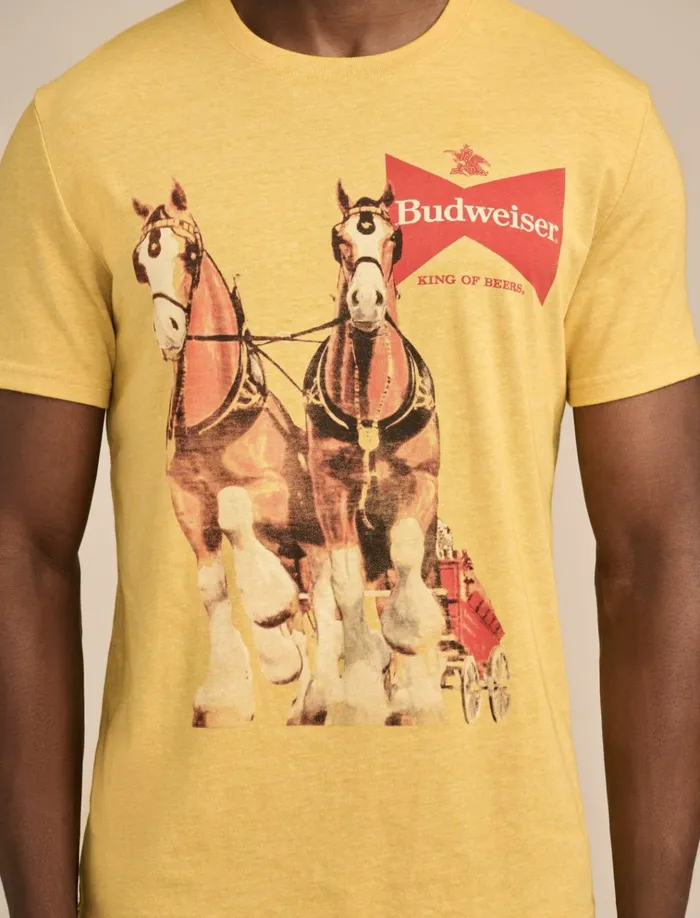Budwiser Horses Golden Glow Men Lucky Brand Graphic Tees