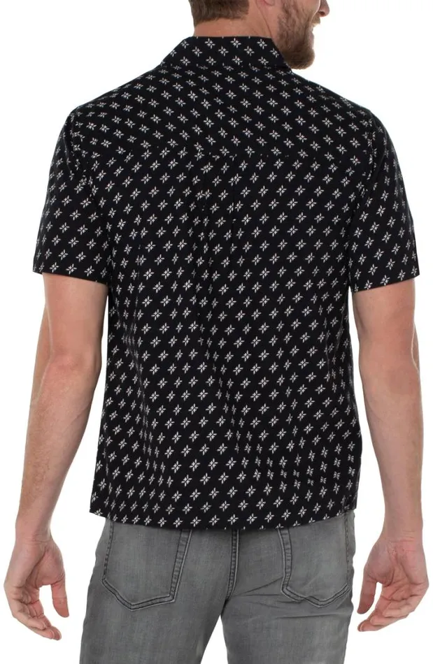 BUTTON DOWNS Men Liverpool Los Angeles PRINTED SHORT SLEEVE SHIRT Black Porcelain