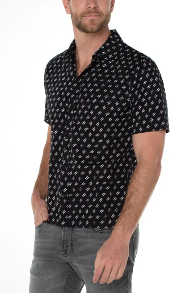 BUTTON DOWNS Men Liverpool Los Angeles PRINTED SHORT SLEEVE SHIRT Black Porcelain