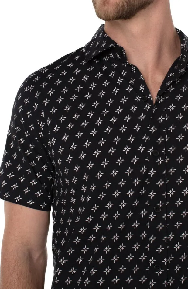 BUTTON DOWNS Men Liverpool Los Angeles PRINTED SHORT SLEEVE SHIRT Black Porcelain