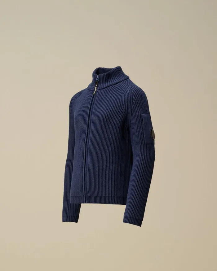 CP Company Clothing 1014 U16 Cotton Zipped Lens Cardigan Estate Blue 8211 Kids CP Company Clothing 1014 U16 Cotton Zipped Lens Cardigan Estate Blue 8211 Kids