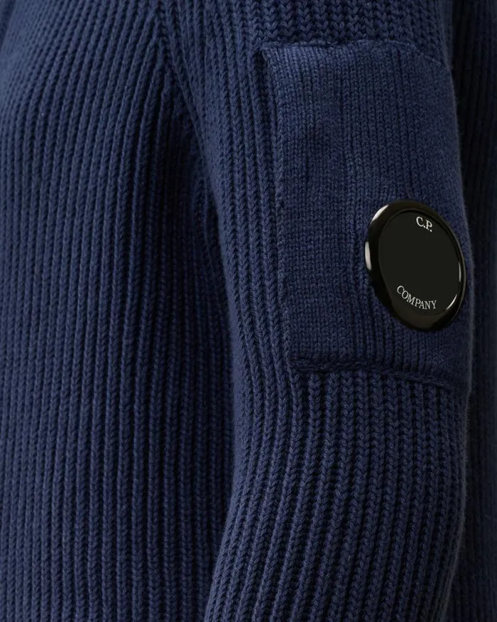 CP Company Clothing 1014 U16 Cotton Zipped Lens Cardigan Estate Blue 8211 Kids