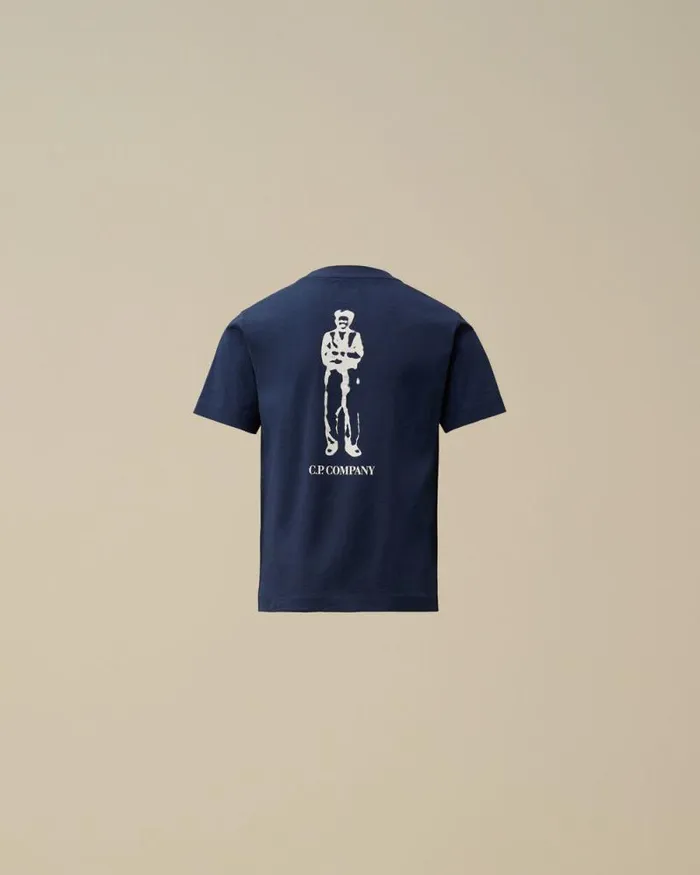 CP Company Clothing 23 U16 Cotton Jersey 301 British Sailor Logo TShirt Estate Blue 8211 Kids