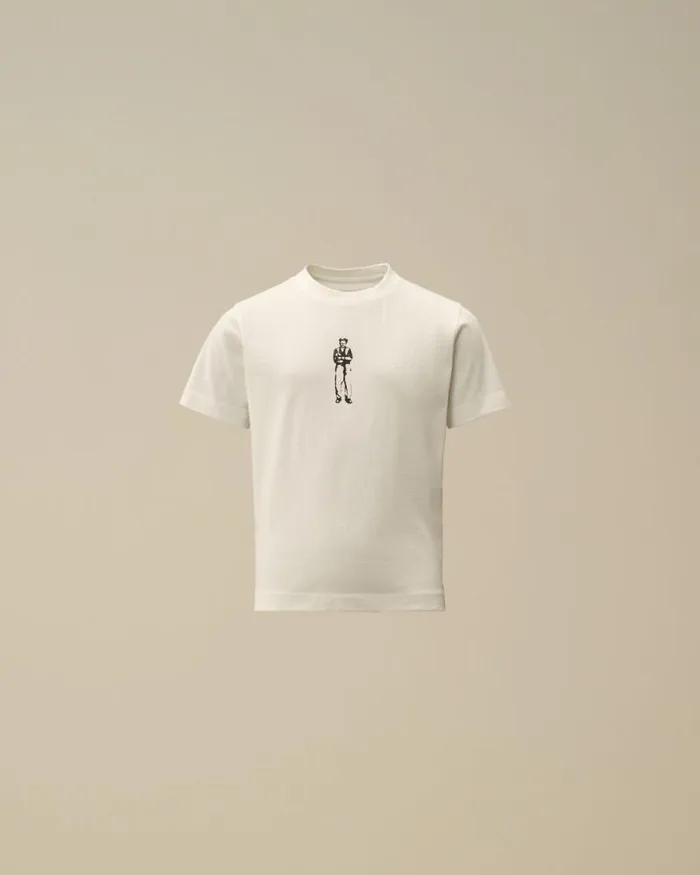 CP Company Clothing 23 U16 Cotton Jersey 301 British Sailor Logo TShirt Gauze White 8211 Kids