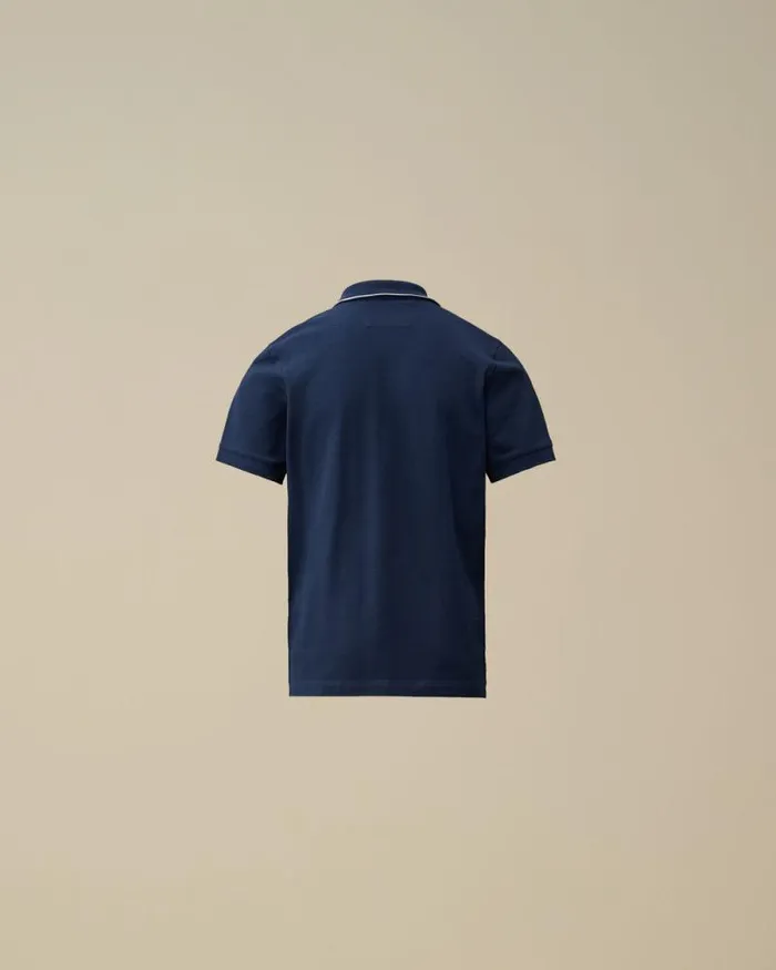 CP Company Clothing 23 U16 Stretch Piquet Striped Collar Polo Estate Blue 8211 Kids