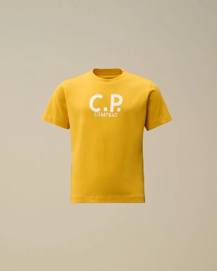 CP Company Clothing 48 U16 Cotton Jersey 301 Printed Logo TShirt Golden Rod 8211 Yellow 8211 Kids