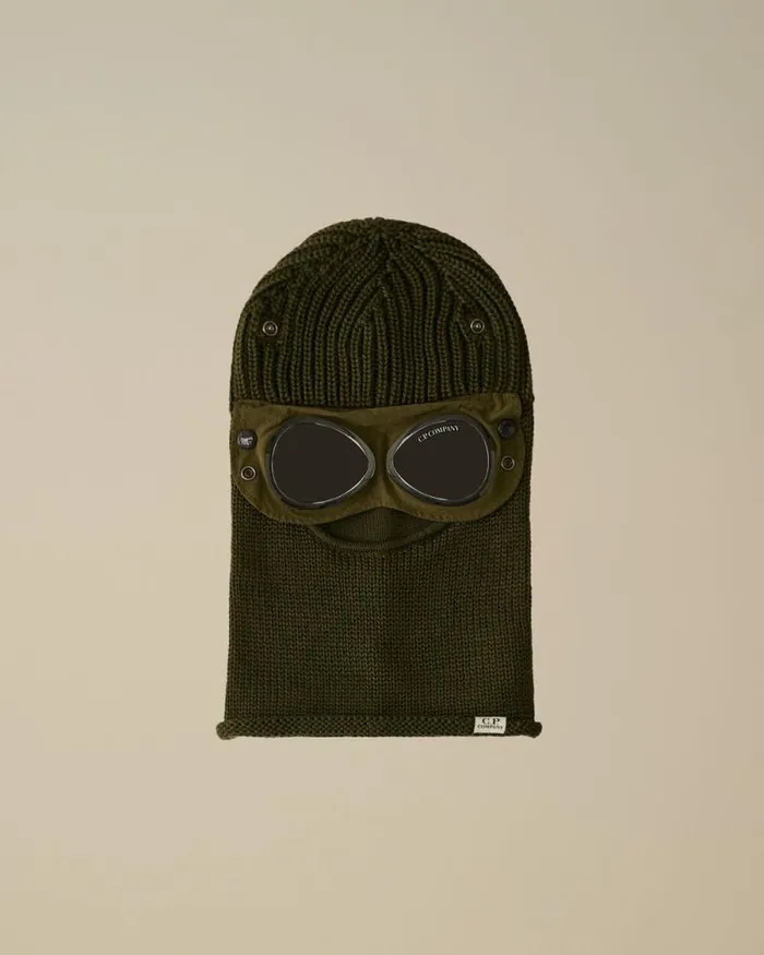 CP Company Hats Extra Fine Merino Wool Goggle Balaclava Ivy Green 8211 Man