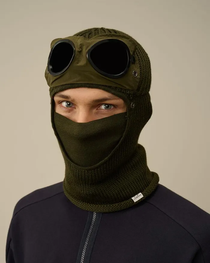 CP Company Hats Extra Fine Merino Wool Goggle Balaclava Ivy Green 8211 Man