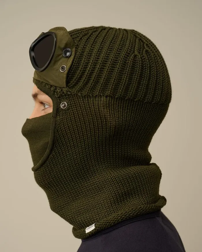 CP Company Hats Extra Fine Merino Wool Goggle Balaclava Ivy Green 8211 Man