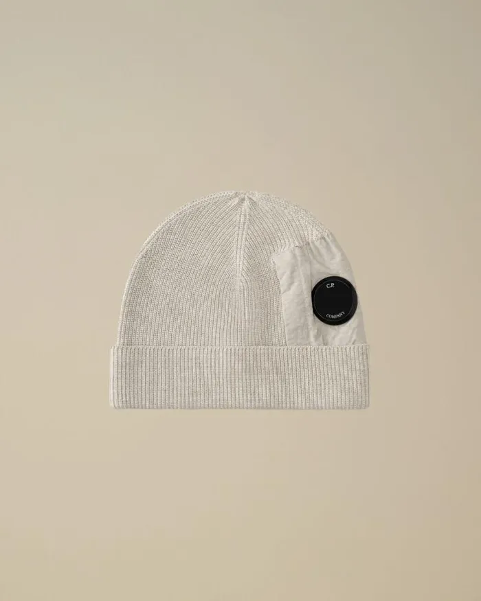 CP Company Hats Extrafine Merino Wool Lens Beanie Moon Melange Grey 8211 Man