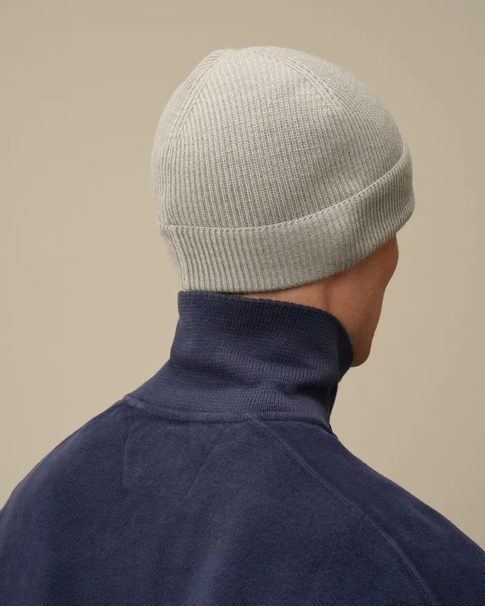 CP Company Hats Extrafine Merino Wool Lens Beanie Moon Melange Grey 8211 Man