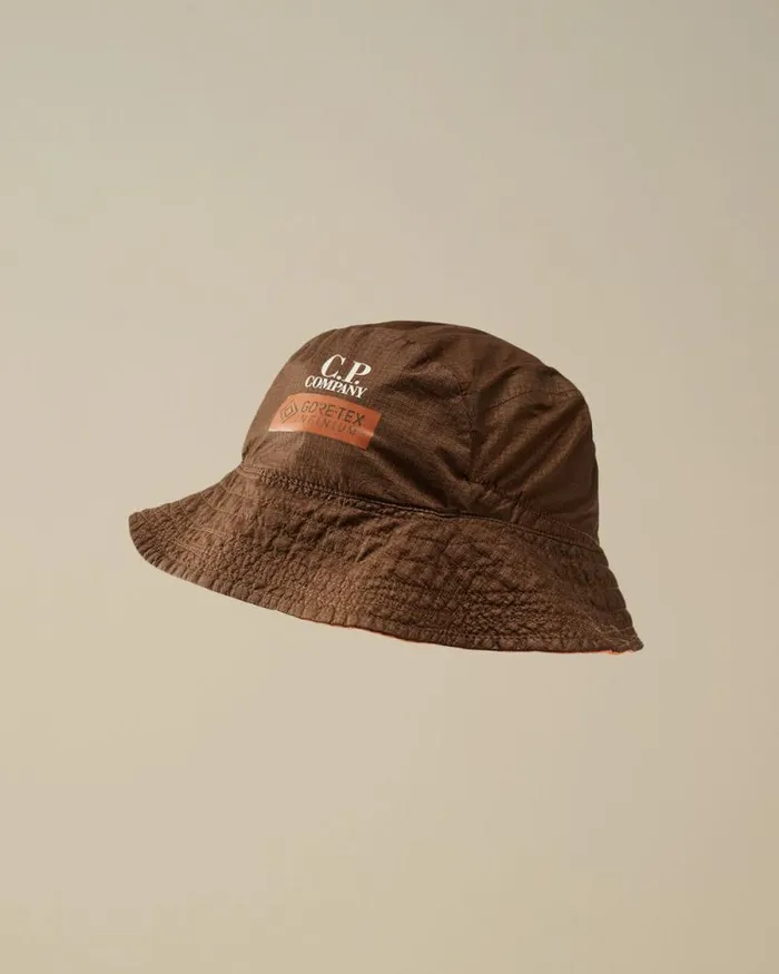 CP Company Hats GoreG Type Logo Bucket Hat Bombay Brown 8211 Man