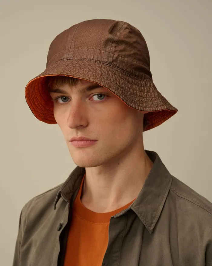 CP Company Hats GoreG Type Logo Bucket Hat Bombay Brown 8211 Man