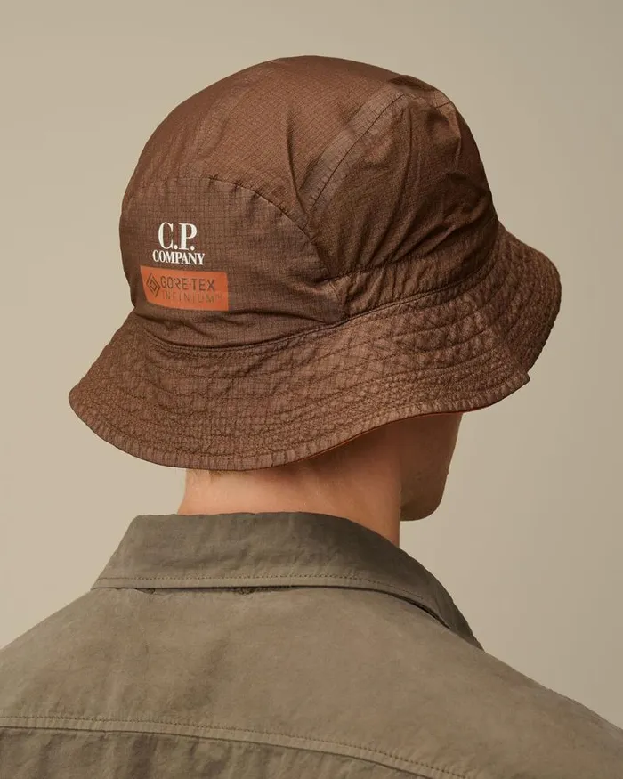 CP Company Hats GoreG Type Logo Bucket Hat Bombay Brown 8211 Man