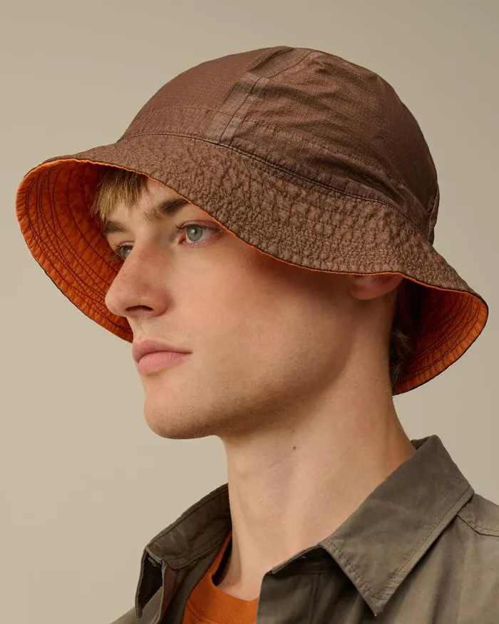 CP Company Hats GoreG Type Logo Bucket Hat Bombay Brown 8211 Man