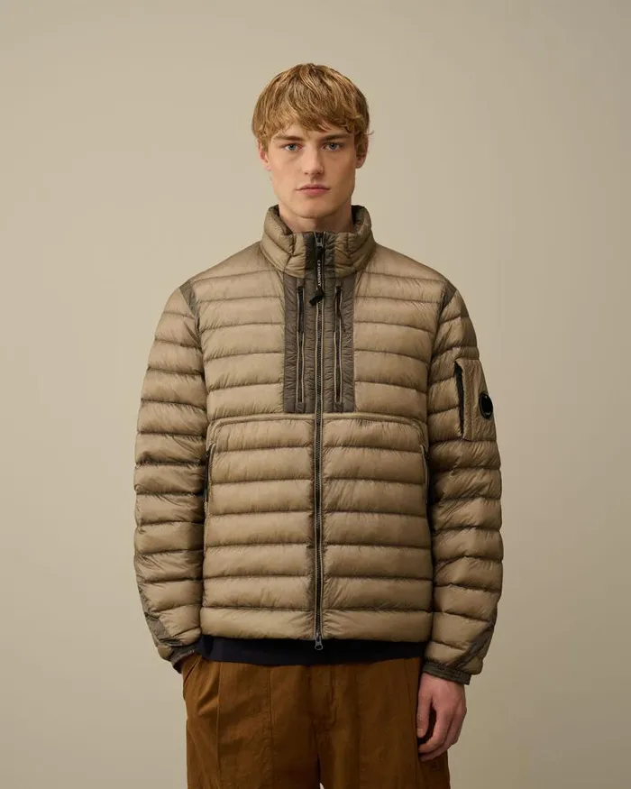 CP Company Jacket and Coats DD Shell Collar Zip Down Jacket Vintage Khaki Beige 8211 Man
