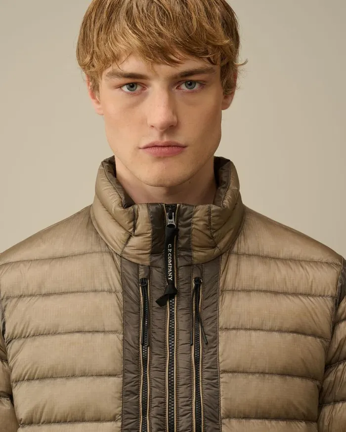 CP Company Jacket and Coats DD Shell Collar Zip Down Jacket Vintage Khaki Beige 8211 Man