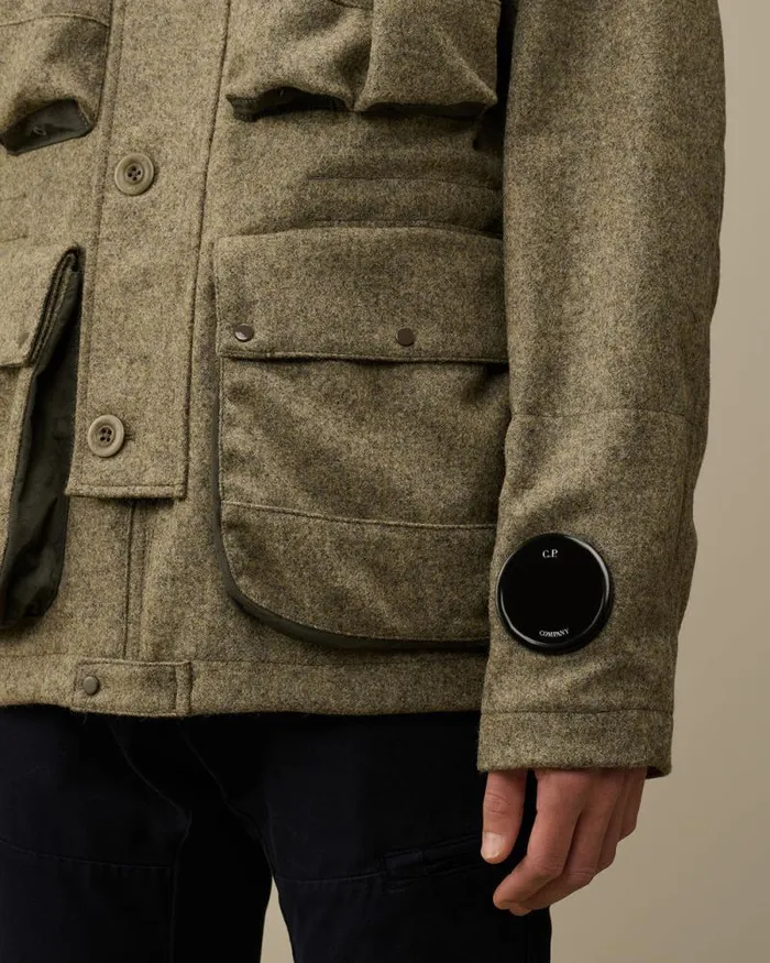 CP Company Jacket and Coats Shetland Twill Mille Jacket Forest Melange Grey 8211 Man