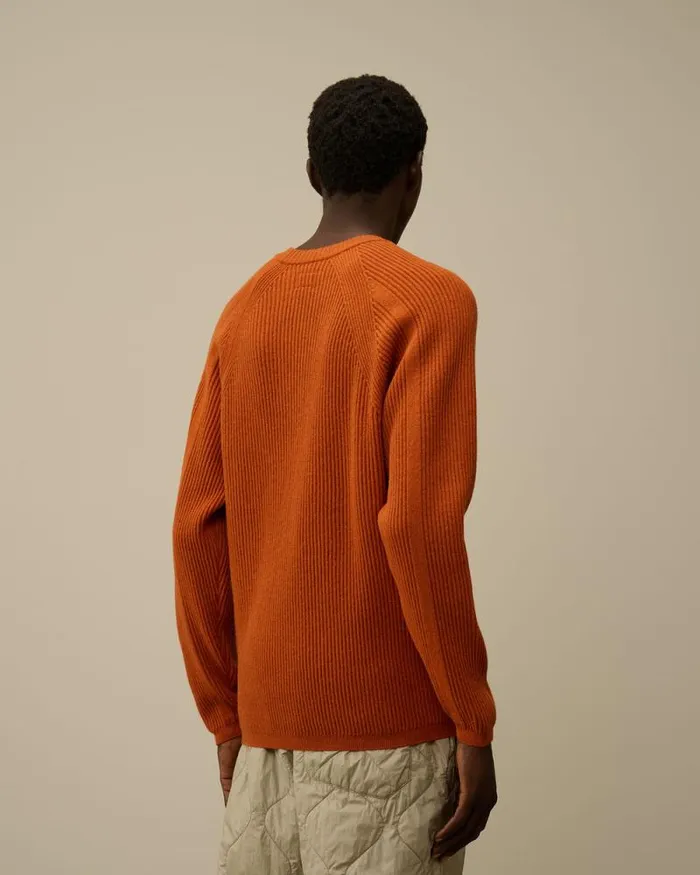 CP Company Jumpers Lambswool GRS Crew Neck Full Knit Bombay Brown 8211 Man