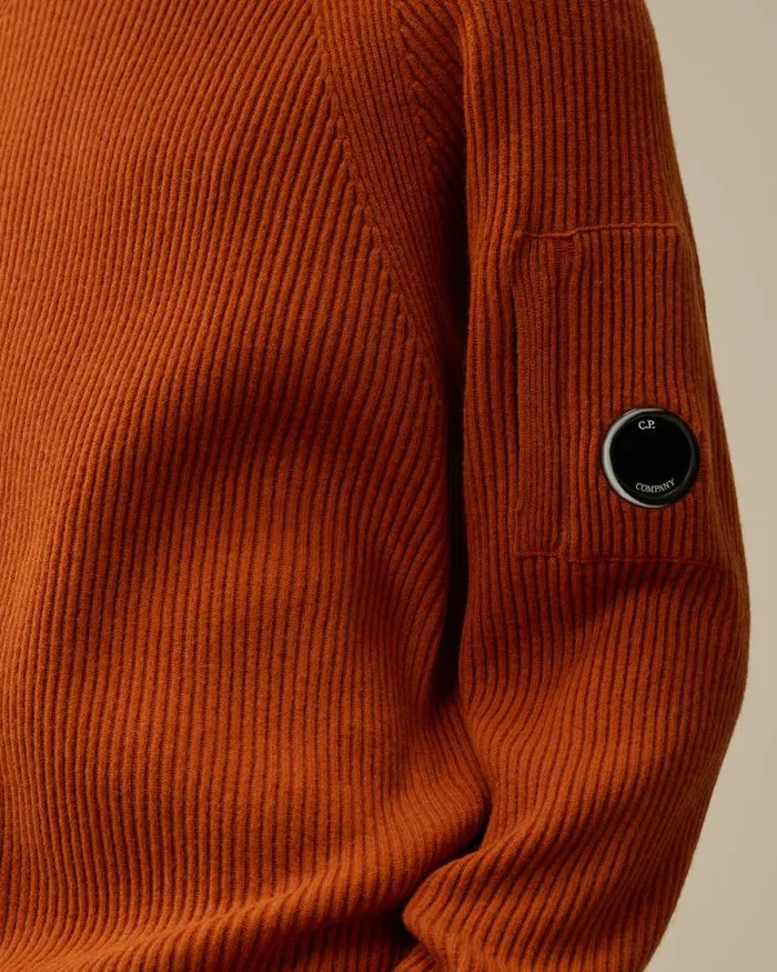 CP Company Jumpers Lambswool GRS Crew Neck Full Knit Bombay Brown 8211 Man