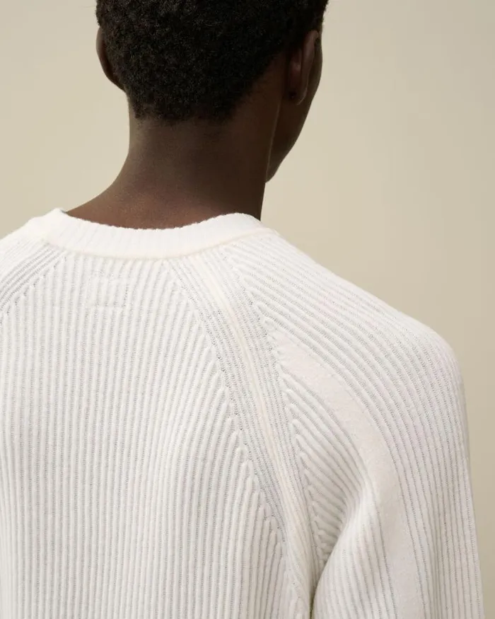 CP Company Jumpers Lambswool GRS Crew Neck Full Knit Gauze White 8211 Man