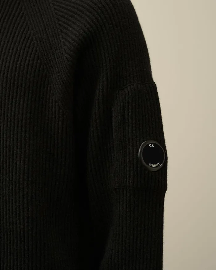 CP Company Jumpers Lambswool GRS Turtleneck Full Knit Black 8211 Man
