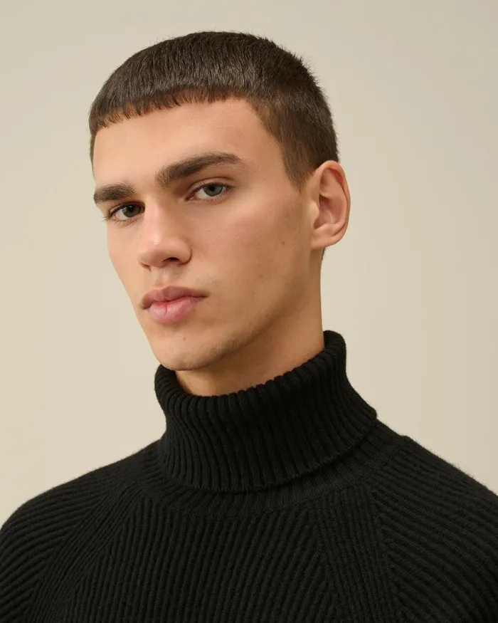 CP Company Jumpers Lambswool GRS Turtleneck Full Knit Black 8211 Man