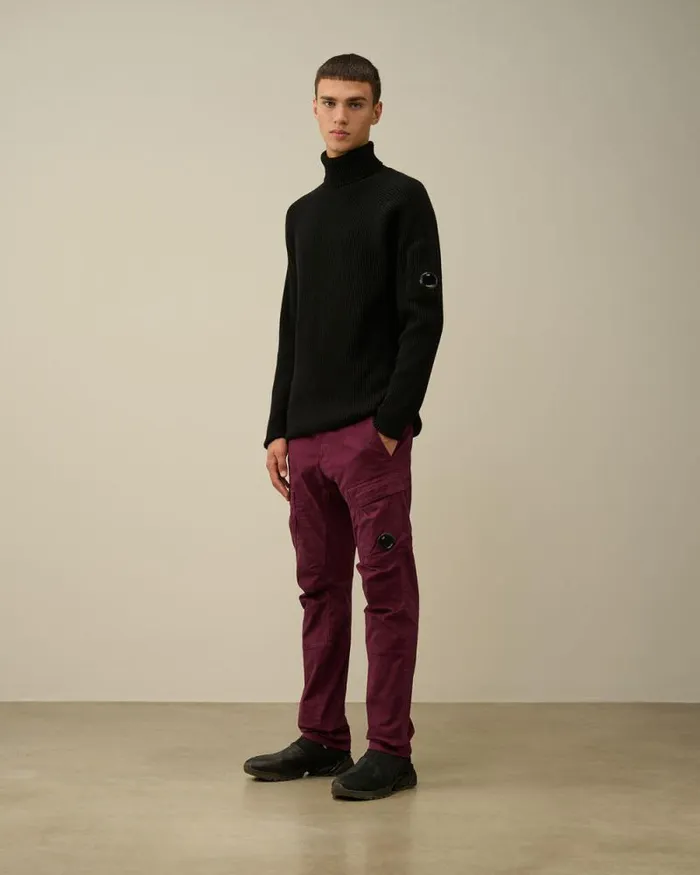 CP Company Jumpers Lambswool GRS Turtleneck Full Knit Black 8211 Man