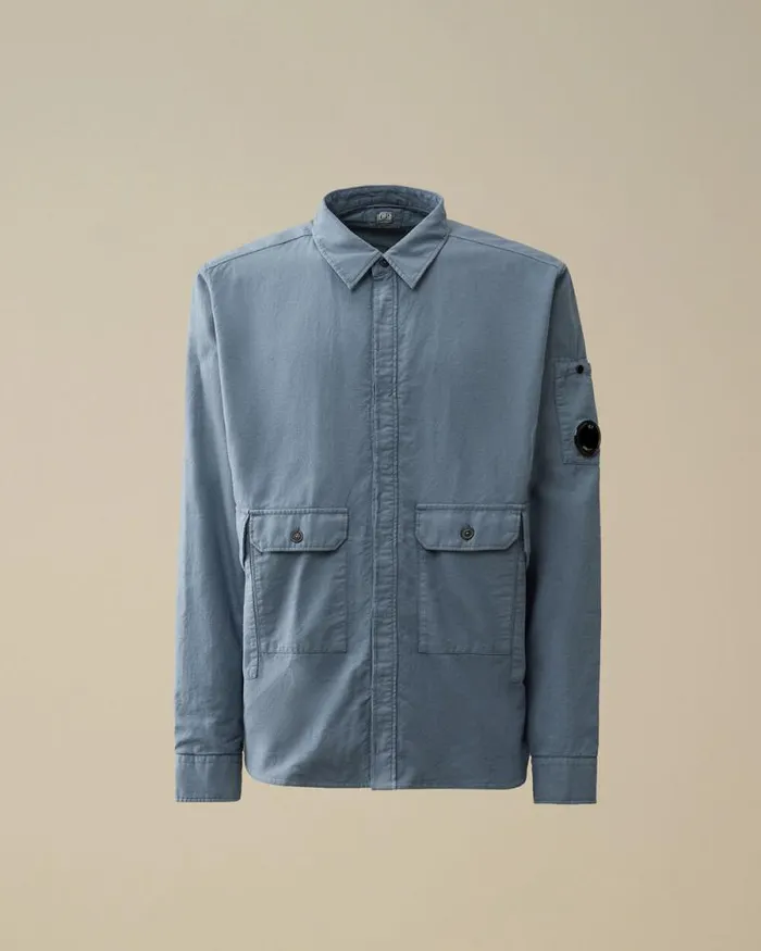 CP Company Overshirt Flannel Lined Overshirt Flint Stone Blue 8211 Man