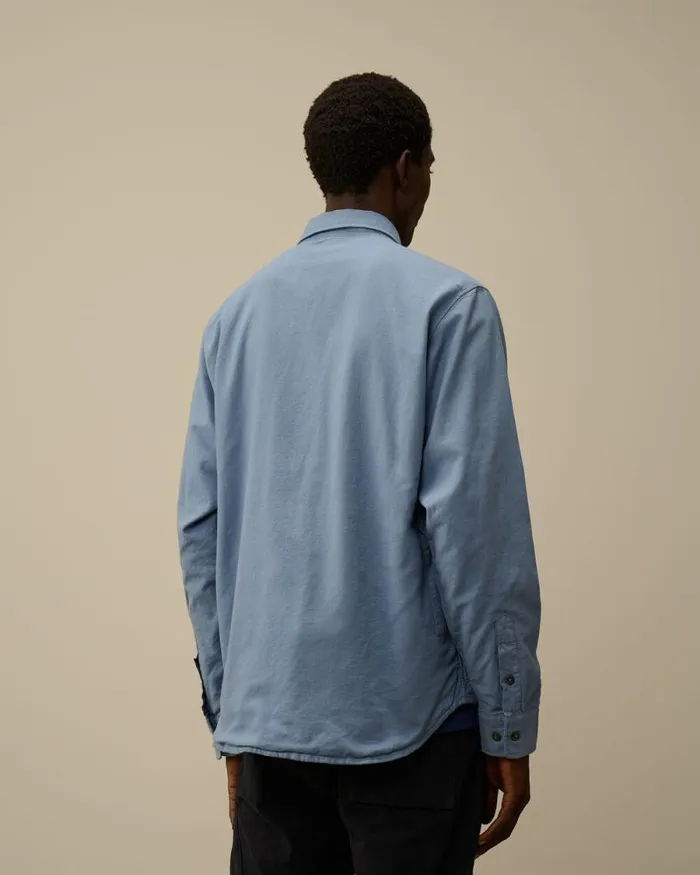CP Company Overshirt Flannel Lined Overshirt Flint Stone Blue 8211 Man